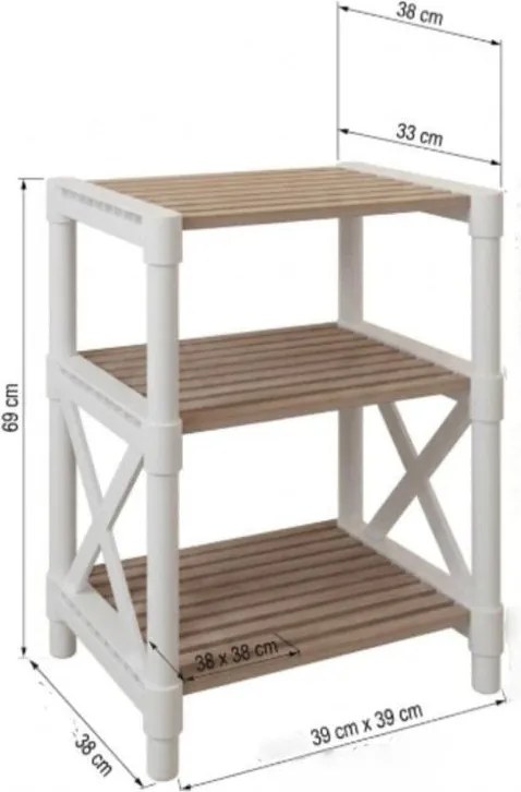 Pls fali polc, fehér, 38 cm