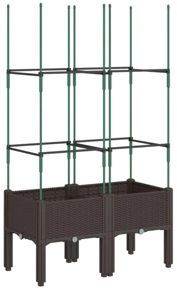 barna polipropilén rácsos kerti ültetőláda 80 x 40 x 142,5 cm