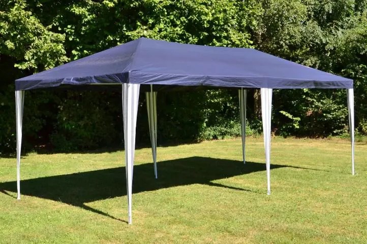 Kerti sátor 3×6 m kék-fehér összecsukható cipzáras rendszer