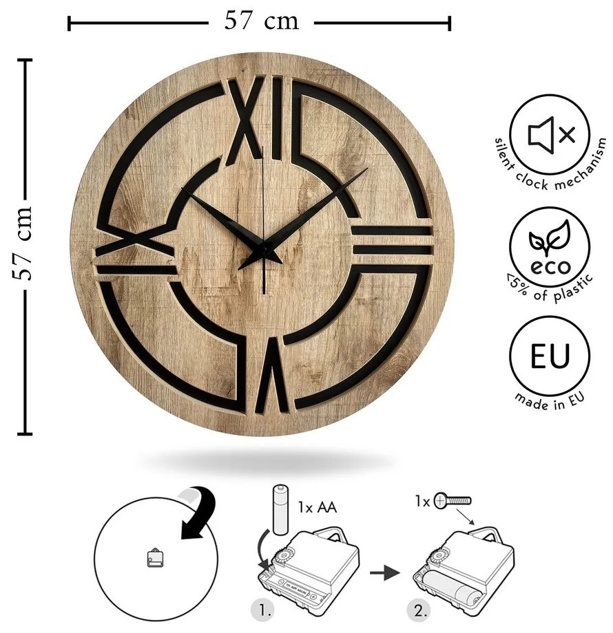 Fali óra ø 57 cm Ethan – Styler