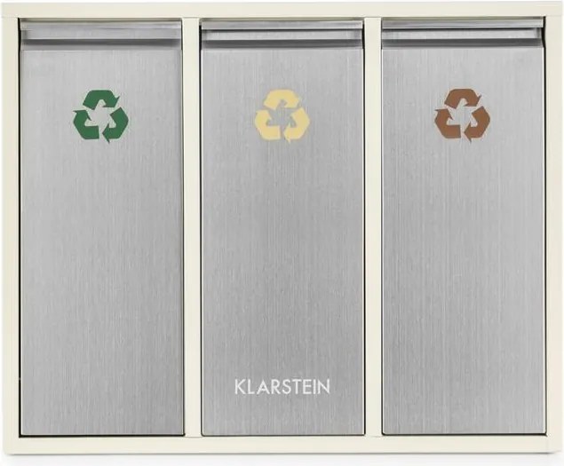 Klarstein Ordnungshütter 3 szemetesláda, szelektív hulladékgyűjtő, 45 l (3 x 15 l), krémszínű