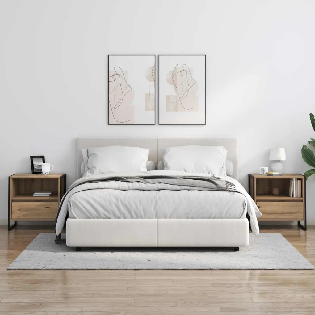 Éjjeli asztal 2 pcs Művészi tölgy 50 x 39,5 x 50 cm Faanyag