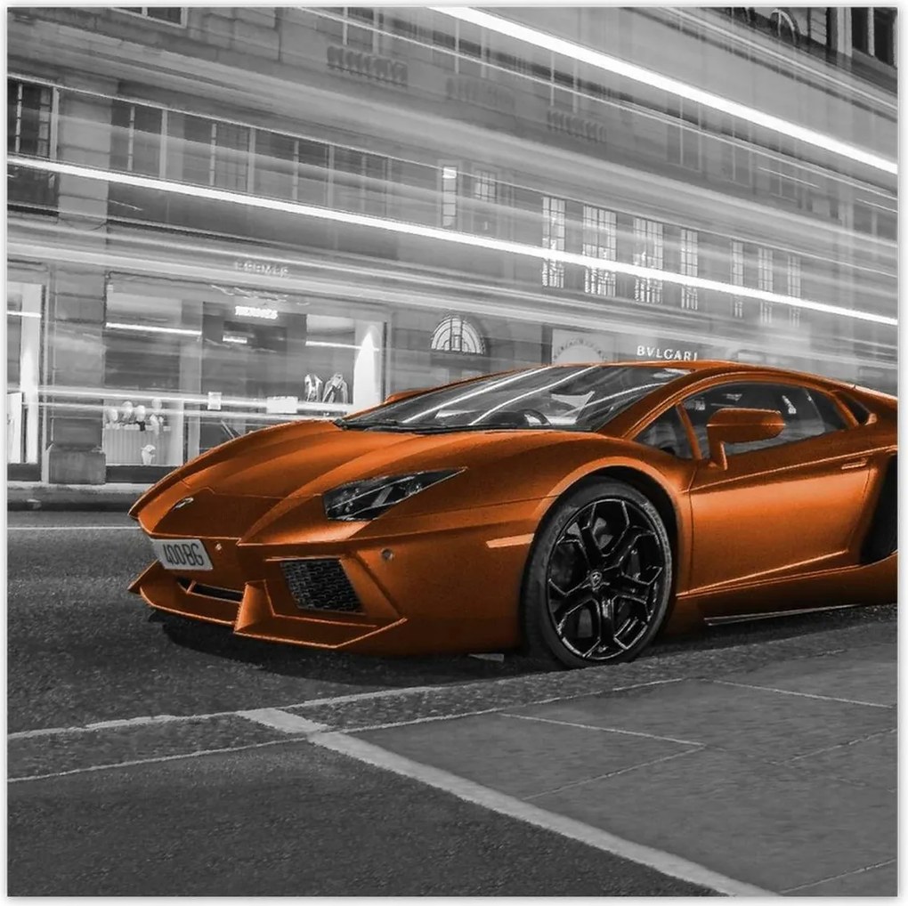 Poszterek 30x30 Narancssárga autó