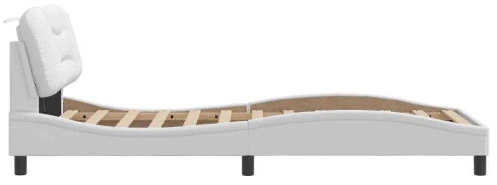 fehér műbőr ágykeret LED-világítással 80 x 200 cm