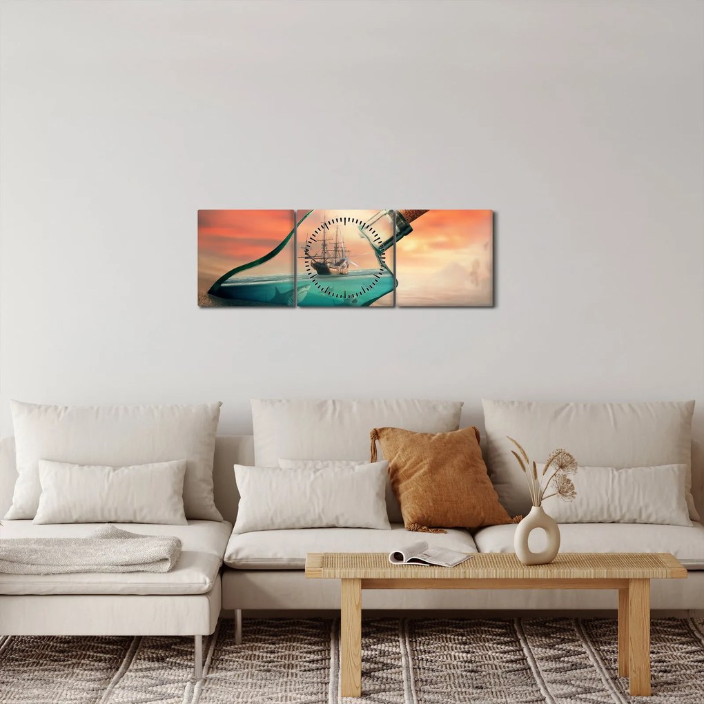 Kép - Élet a palack (órával) (90x30 cm)