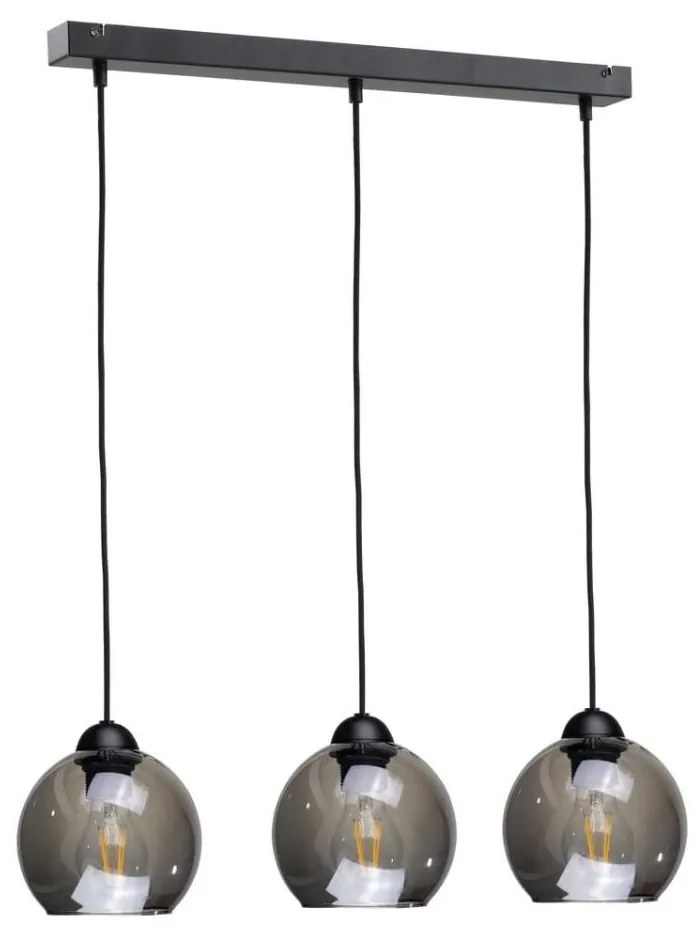 Csillár zsinóron UNO 3xE27/60W/230V fekete/füstös