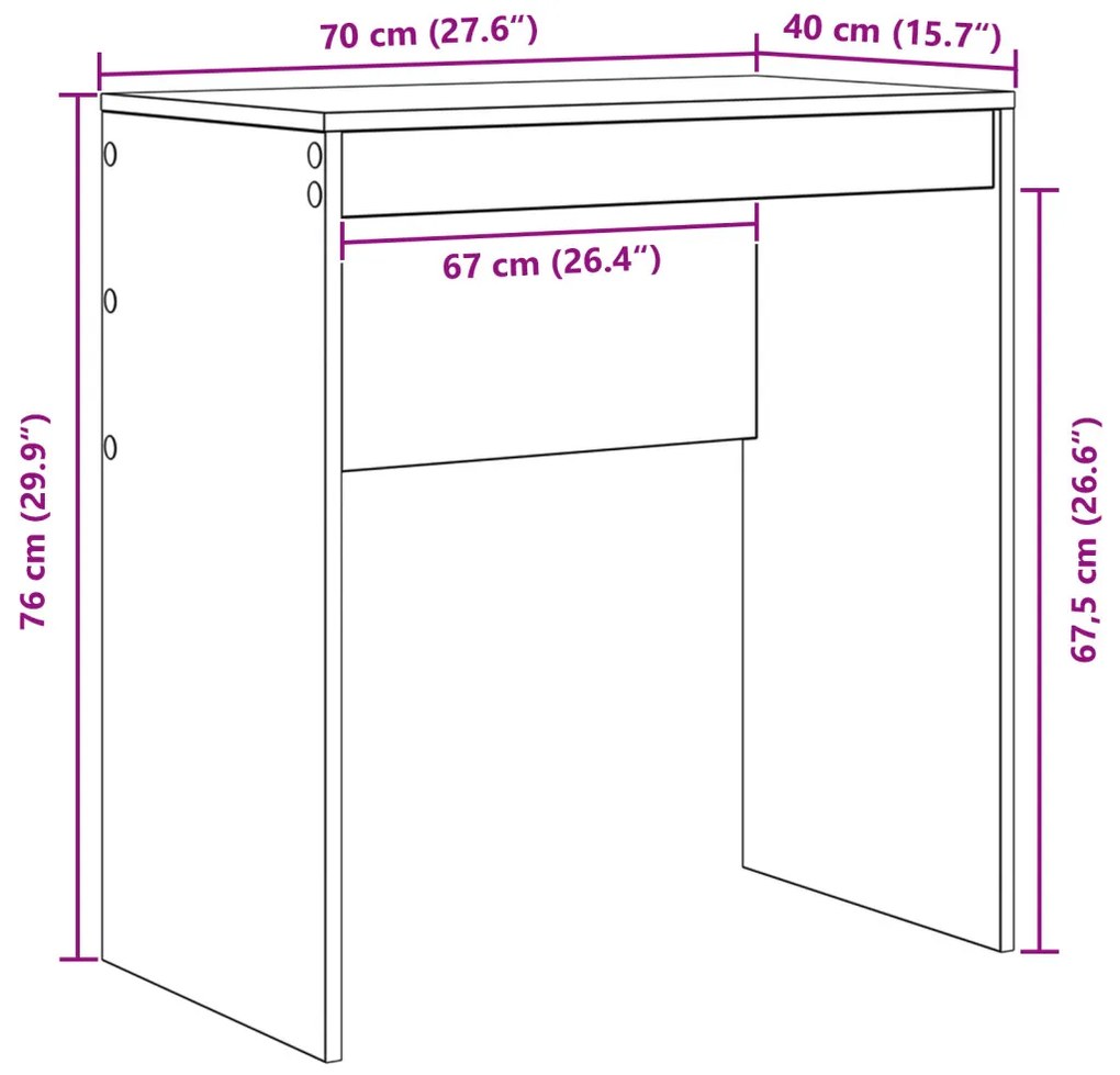 vidaXL Füstölt Tölgy Íróasztal Füstölt Tölgy MDF 70 x 40 x 76 cm Tartós