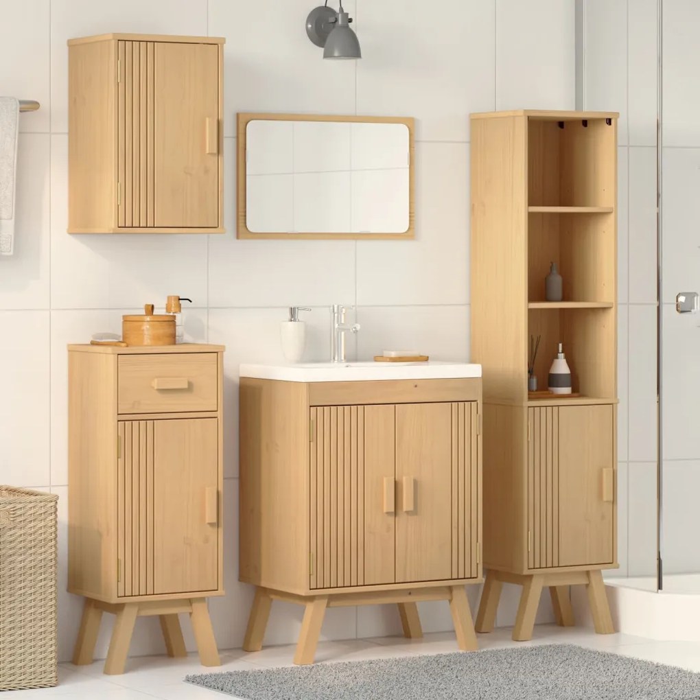 Fürdőszobai bútor szett fiókkal 4 pcs Barna 114 x 43 x 73.5 cm