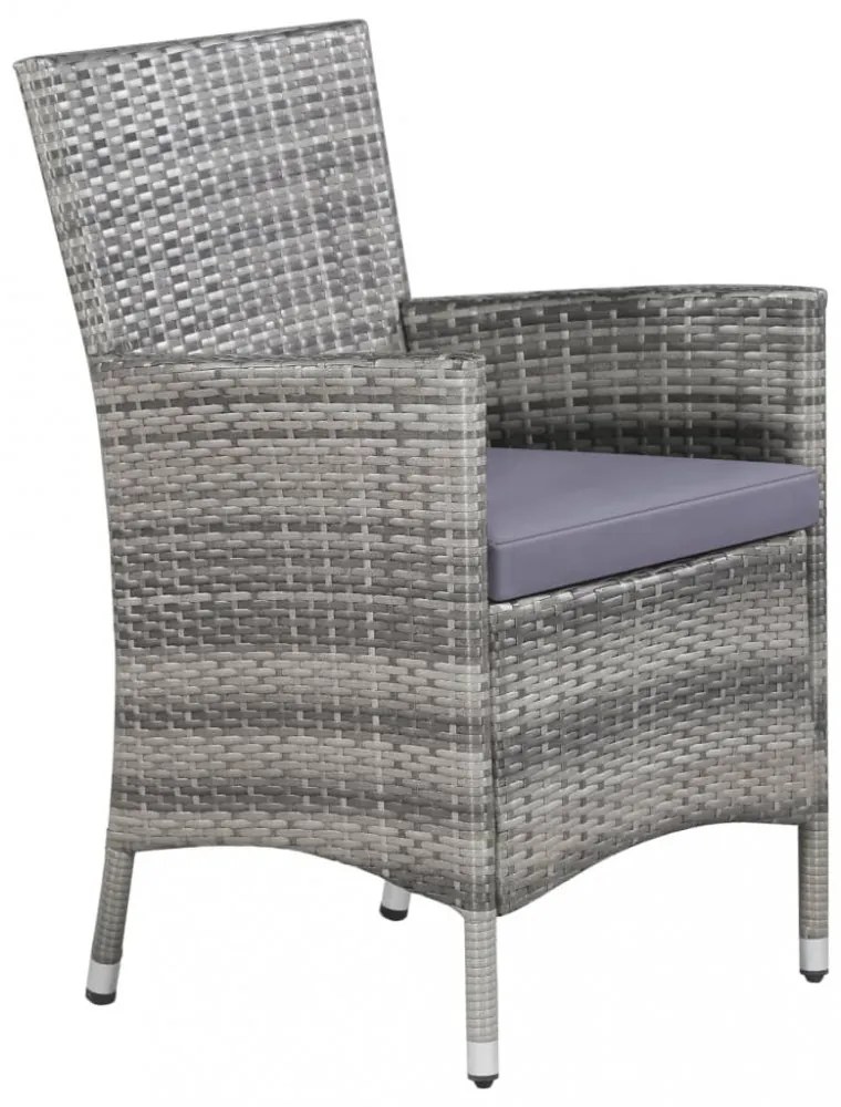 11 részes szürke polyrattan kültéri étkezőgarnitúra párnával