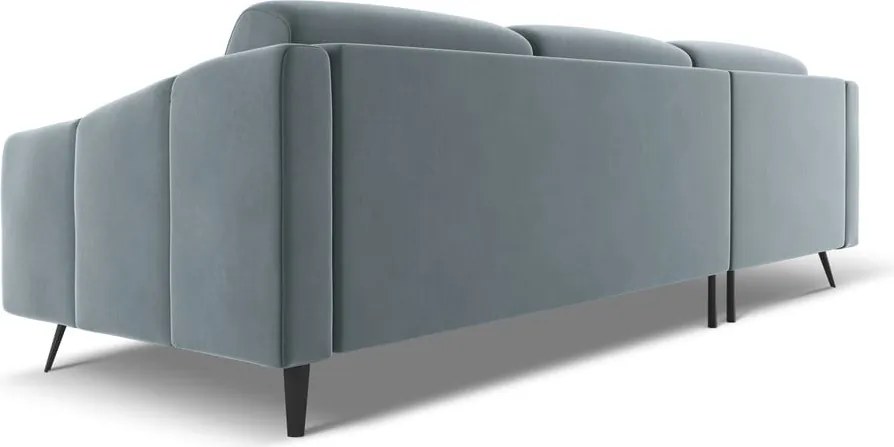 Világoskék bársony sarokkanapé (bal oldali) Nalu – Makamii