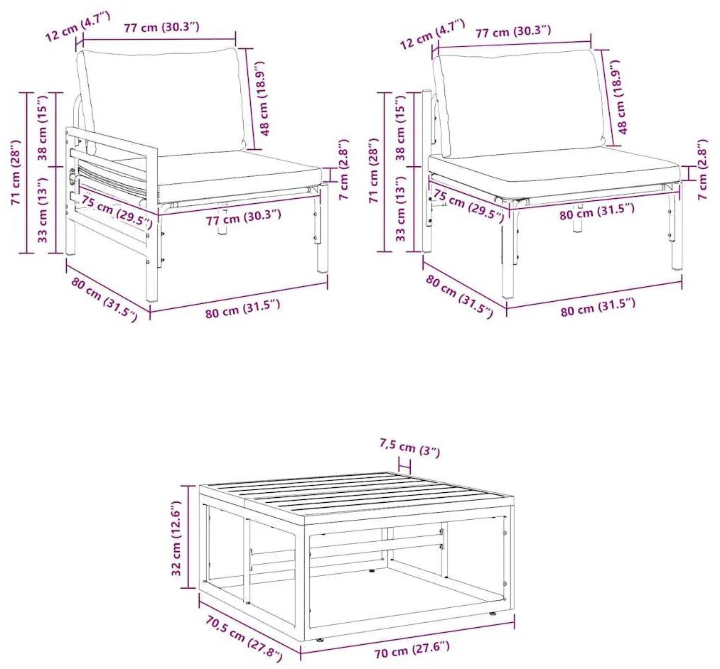 Kerti Kanapé Szett 5 pcs Antracit Acél