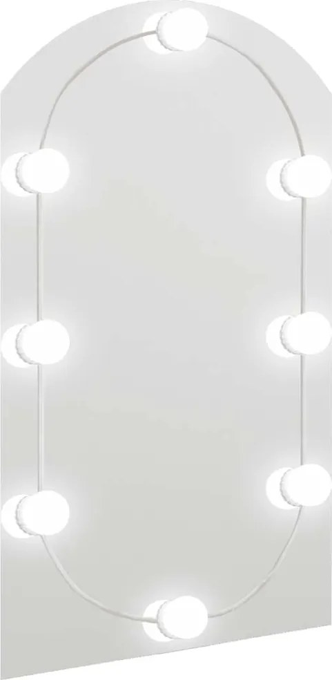 vidaXL ívelt üvegtükör LED-lámpákkal 70 x 40 cm