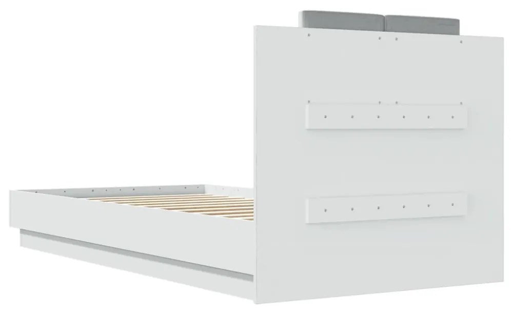 fehér ágykeret fejtámlával és LED-világítással 90 x 190 cm