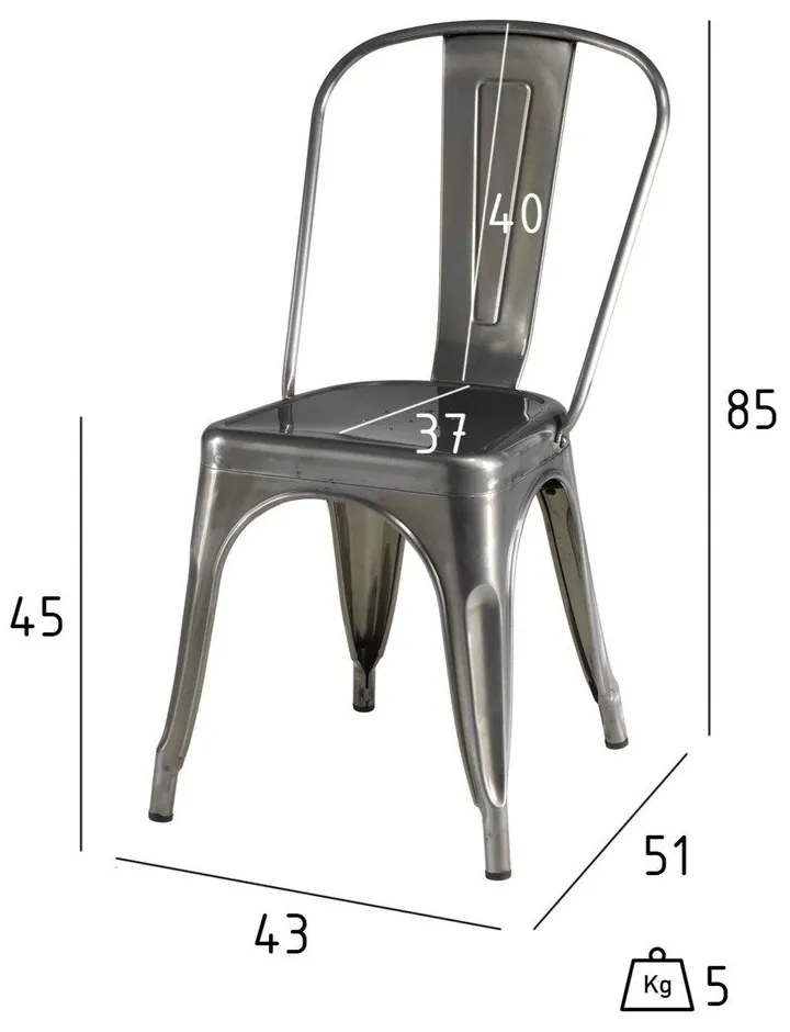 Világosszürke fém étkezőszék szett 2 db-os Korona – Furnhouse
