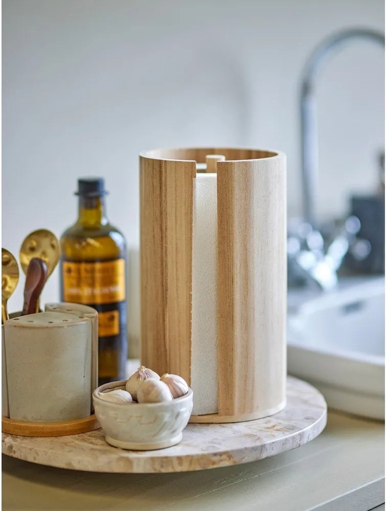 Natúr színű fa papírtörlő tartó ø 14,5 cm Celian – Bloomingville