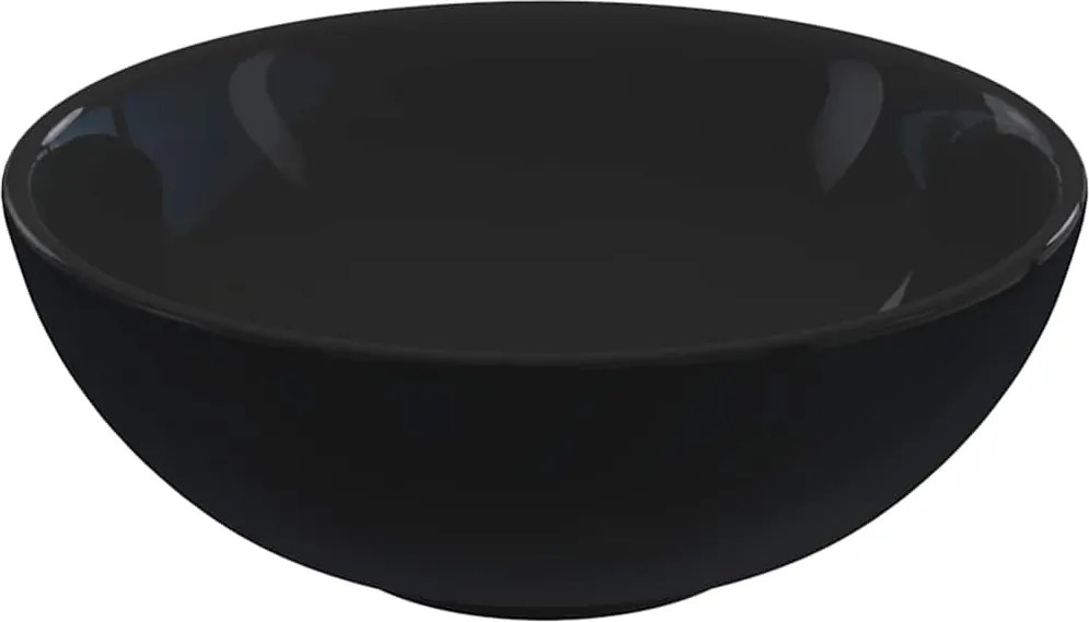 vidaXL fényes fekete kerámia mosdókagyló Ø28x10 cm