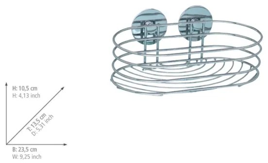 WENKO 18775100 - TURBO-LOC kerek polc, acél, 23,5 x 13,5 cm, fényes króm