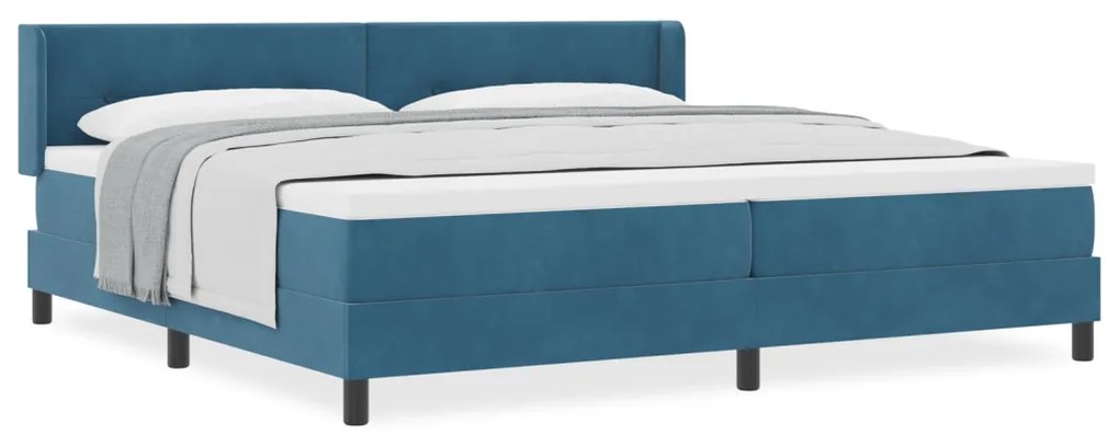 Box Rugóágy Matraccal Sötétkék 200x200 cm Bársonyos