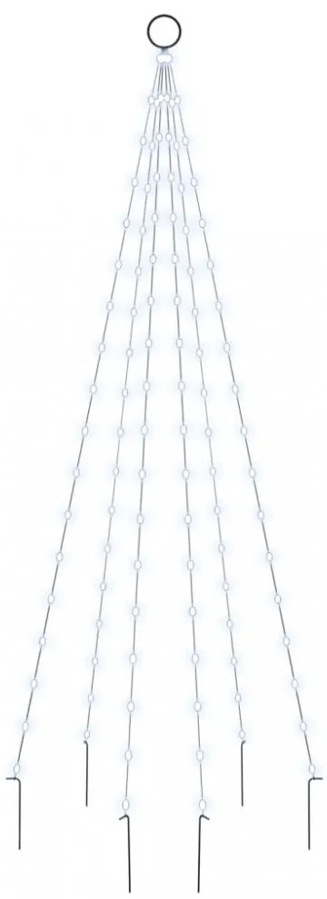 karácsonyfa zászlórúdon 108 hideg fehér LED-del 180 cm