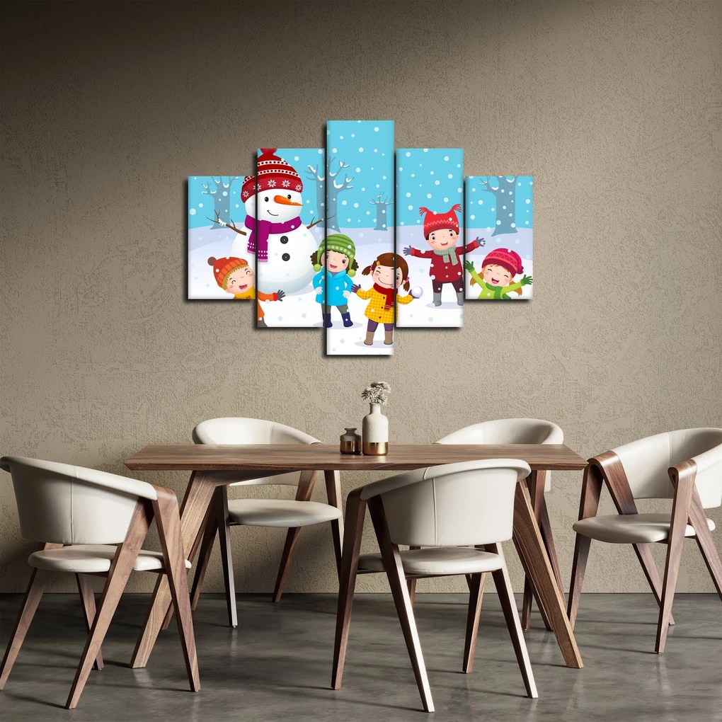 Kép - Téli gyerekes mulatságok (150x105 cm)