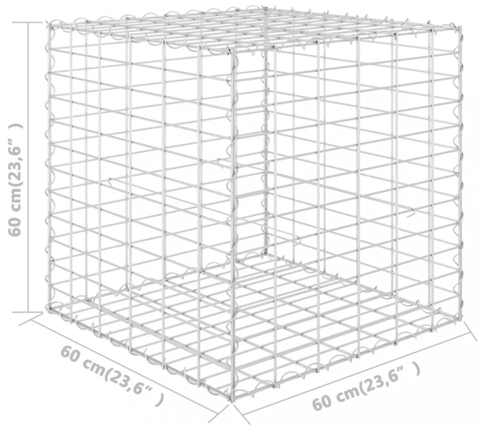 kocka alakú acélhuzal gabion magaságyás 60 x 60 x 60 cm