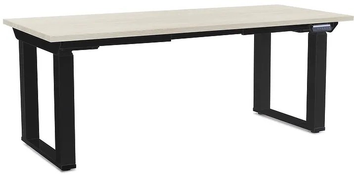 OfficeTech Strong állítható magasságú asztal 180 x 80 cm, fekete alap, fehér kőris