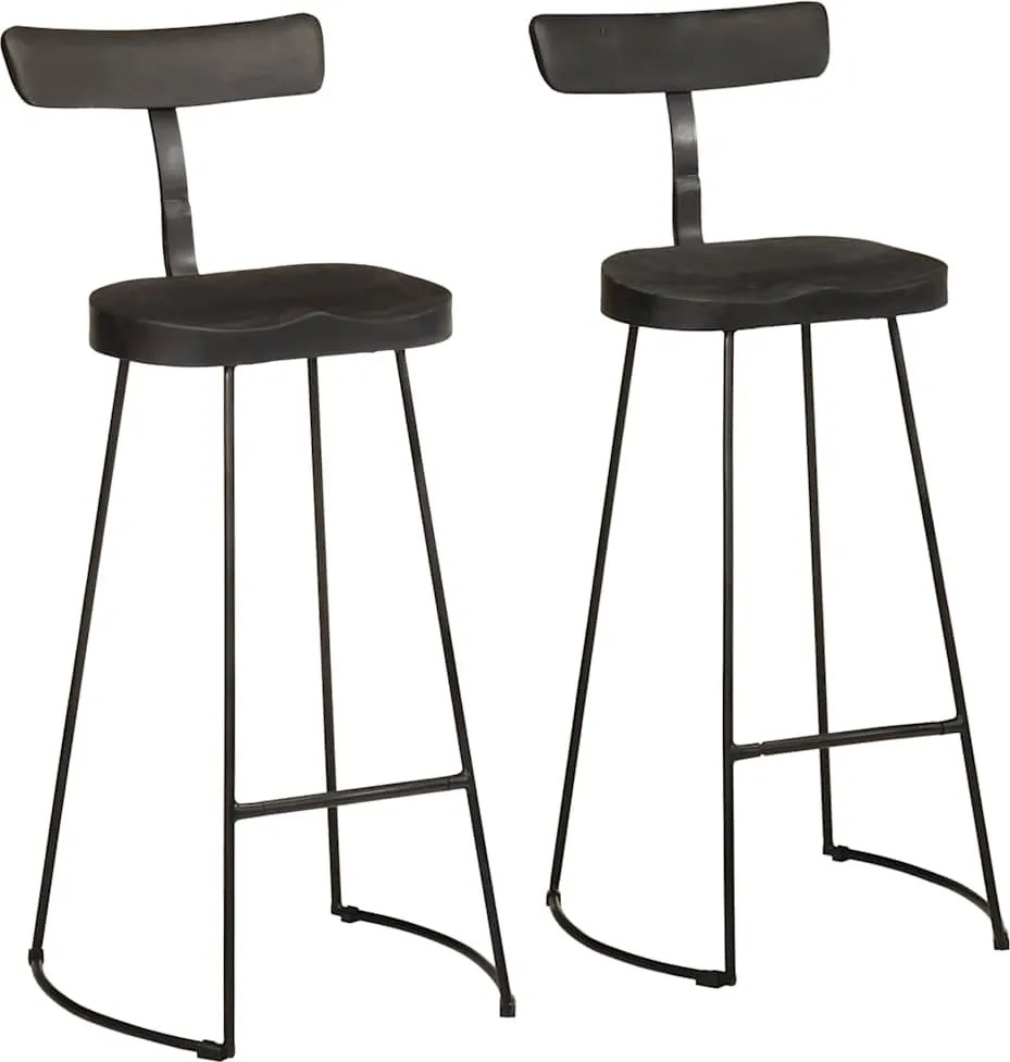 vidaXL 2 db fekete tömör mangófa bárszékek 49x43x103 cm