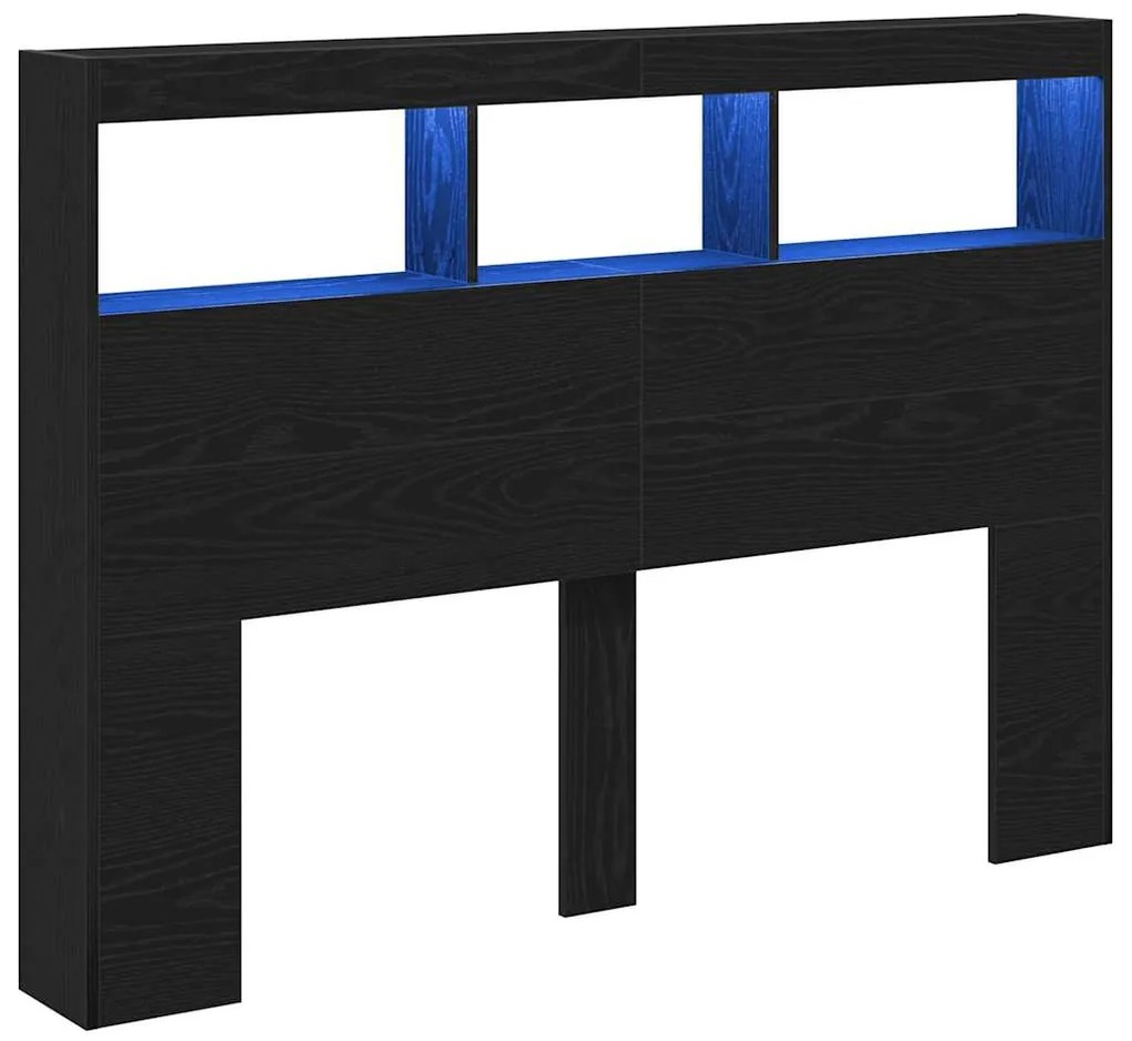 fekete tölgy színű áthidalószekrény LED-ekkel 140 x 17 x 102 cm
