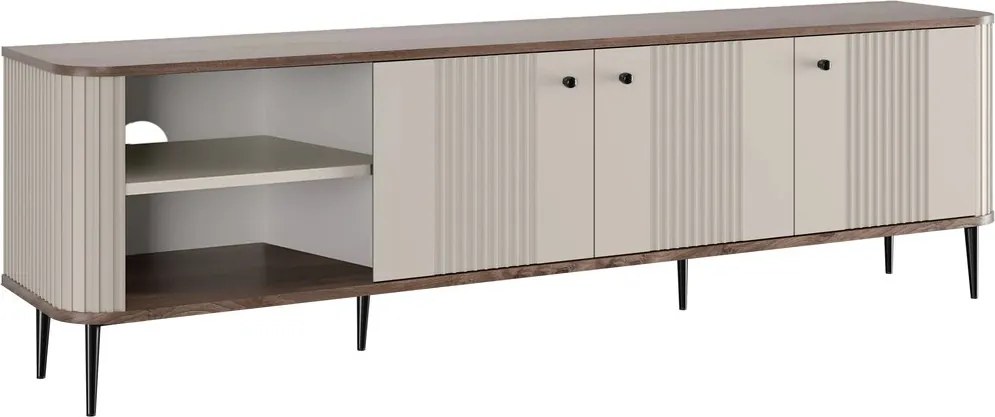 Vesper 3D TV-szekrény 187 cm - kasmír / diófa / fekete színű lábak