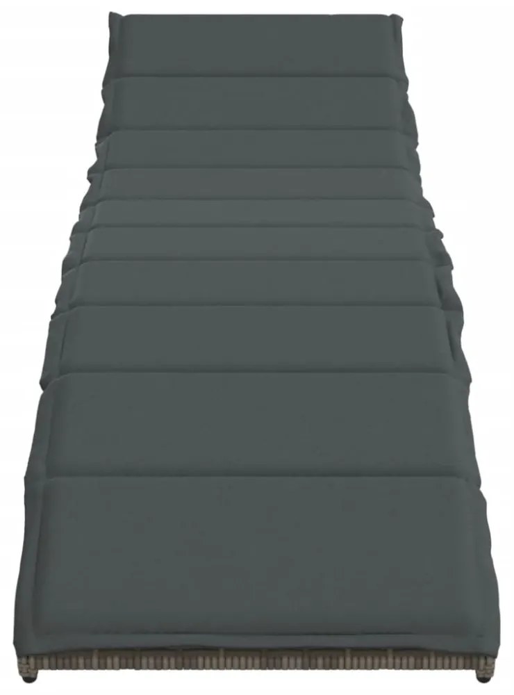 szürke polyrattan napozóágy párnával 55x199x50 cm