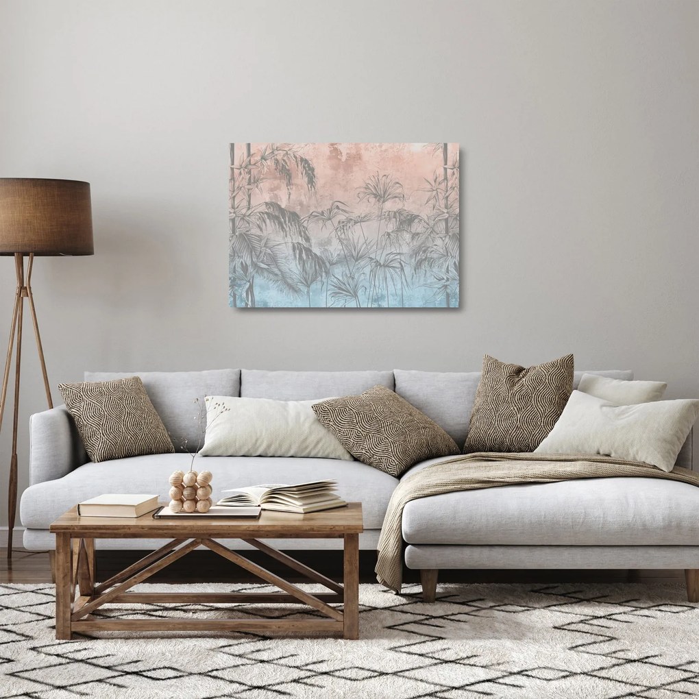 Kép - Trópusi növények a falon (üvegen) (70x50 cm)
