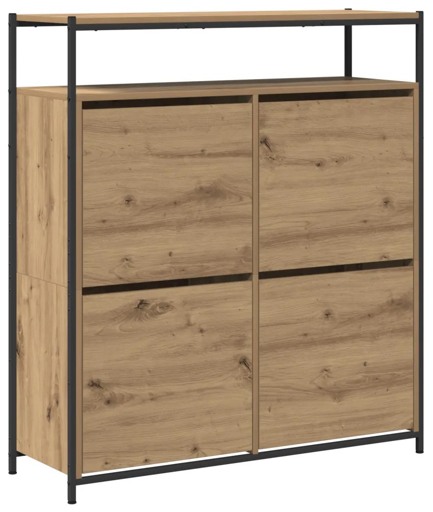 Cipőtartó 4 Tolórekesz Mesterséges tölgy 100x34x112 cm