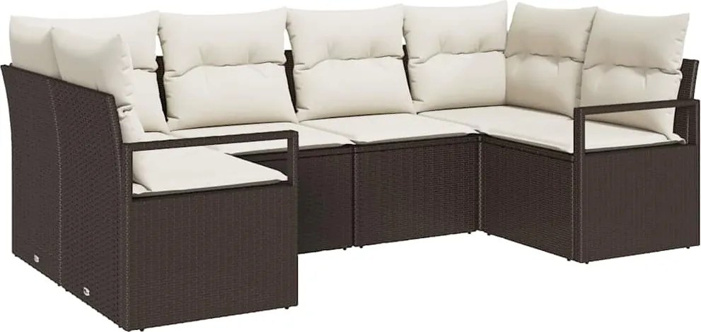 vidaXL Kerti Kanapé Szett párnával 6 pcs Barna és fehér polirattan