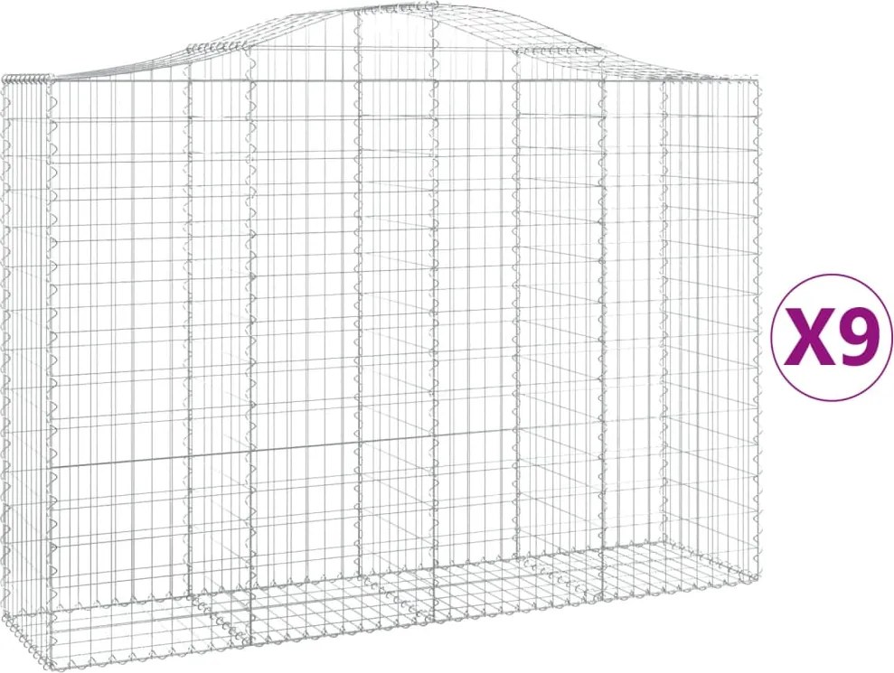 vidaXL 9 db íves horganyzott vas gabion kosár 200x50x140/160 cm