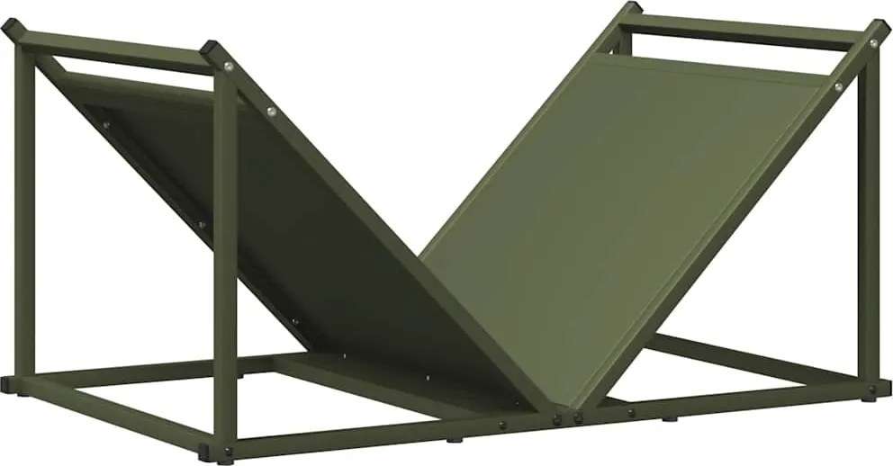 vidaXL olívazöld hidegen hengerelt acél tűzifatároló 70x43x34,5 cm