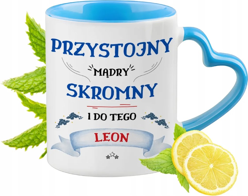 Leon Kék Bögre Szív Alakú Füllel Kávé Ajándék