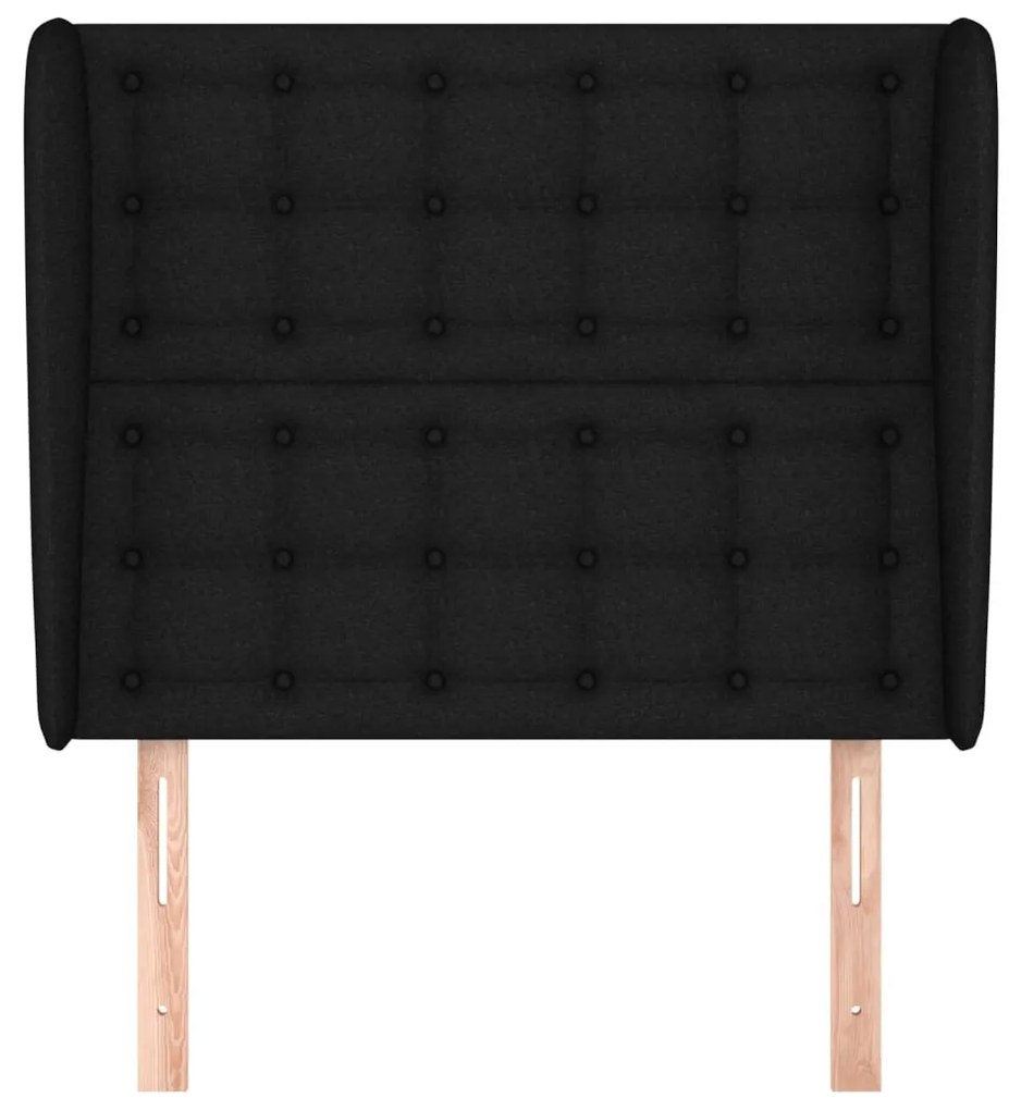 fekete szövet fejtámla szárnyakkal 93 x 23 x 118/128 cm