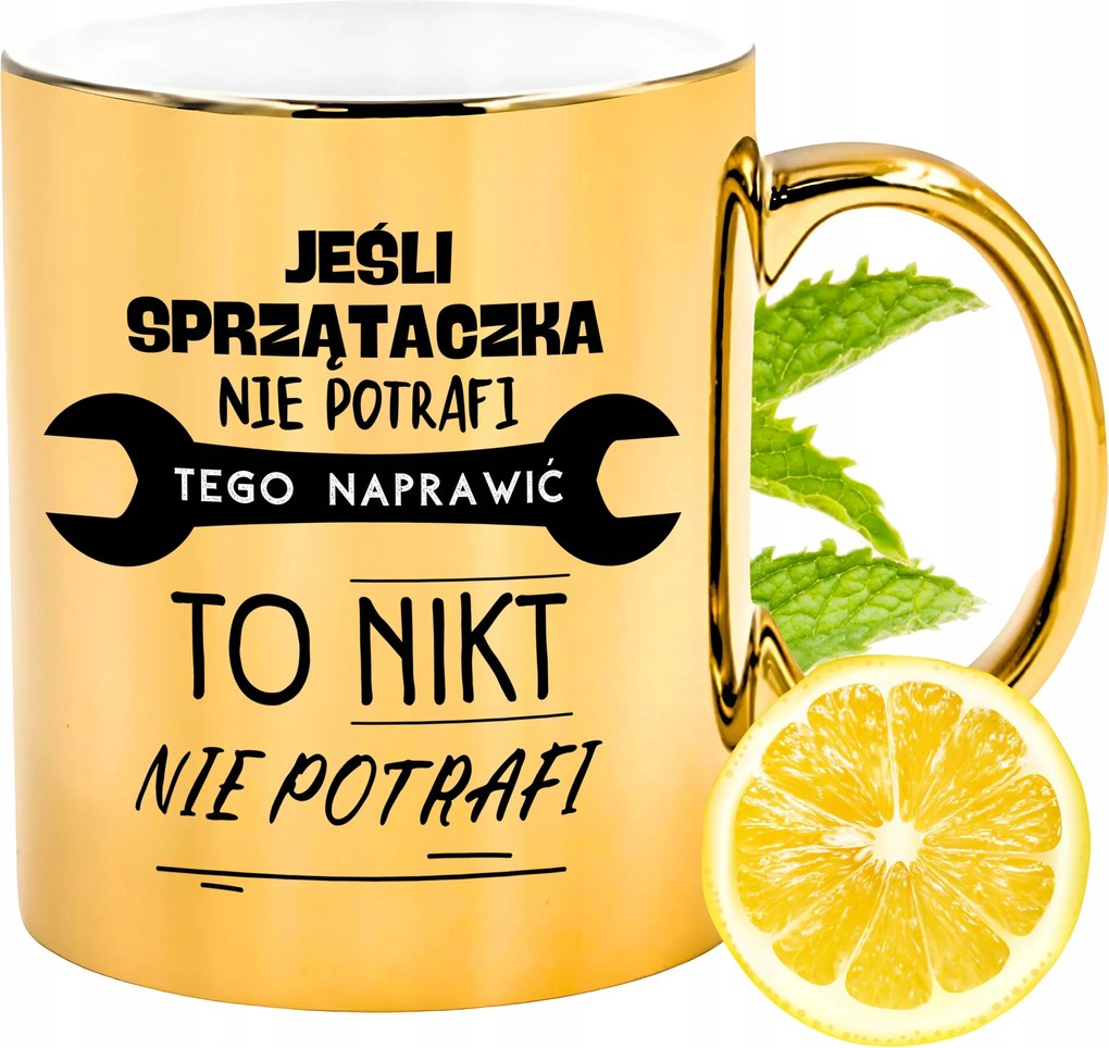 Prémium Arany Csillogó Bögre Takarítónőnek Ajándék Nyomtatott Fotóval