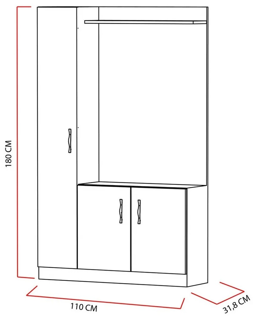 Előszoba szett Naturel White and Teak