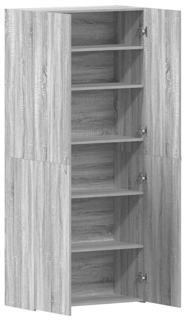 Cipőtároló Szürke Sonoma 80x35,5x180 cm Mérnöki Fa