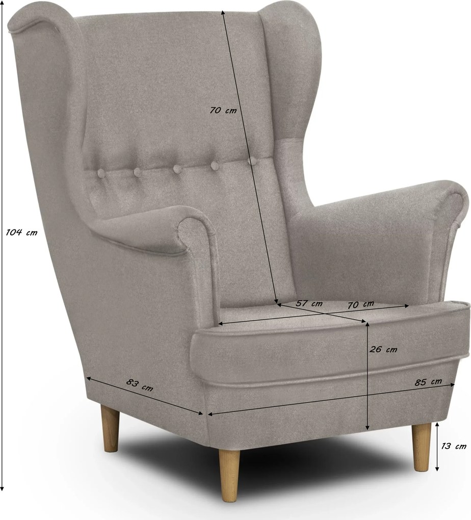 MALMO Füles fotel Bézs