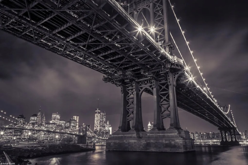 Poszter 30x20cm Manhattan híd a Keleti folyó felett alkonyatkor 2, Assaf Fran