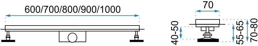 Rea Linear rozsdamentes acél ereszcsatorna 100 cm modell görög, REA-G0405