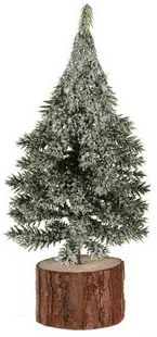 Karácsonyi dekoráció Fa egy tuskón, 19 cm, fagyos,2 db-os szett