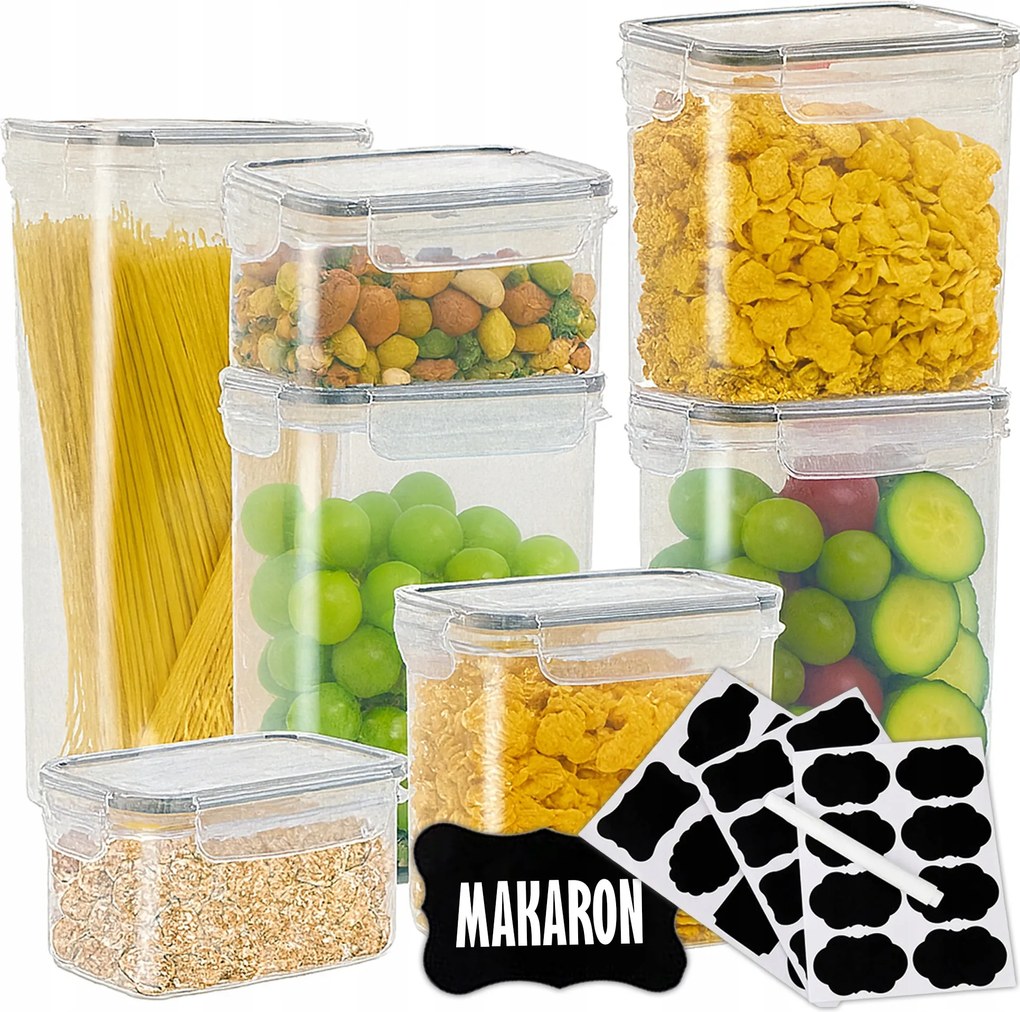 7 db-os Légmentesen Záródó Élelmiszer Tároló Doboz Készlet Címkék