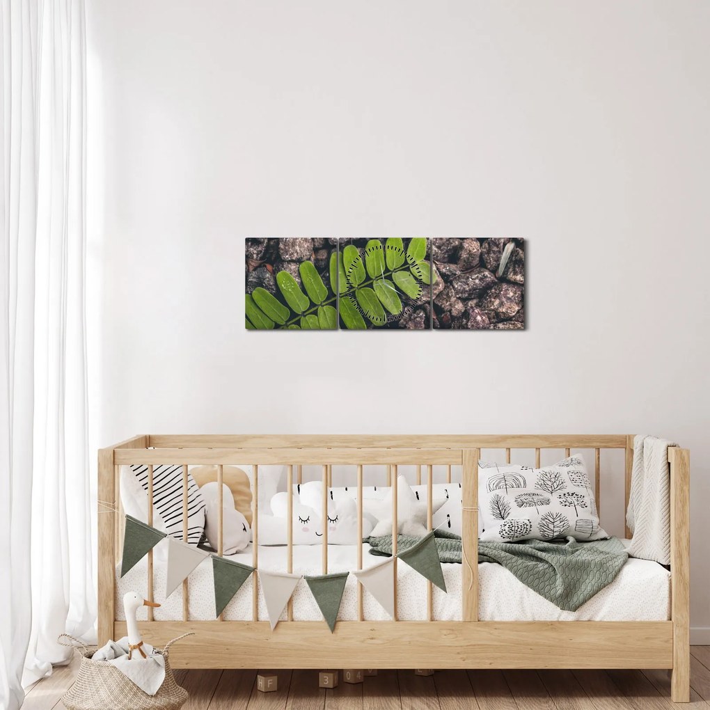 Zöld növények képe (órával) (90x30 cm)