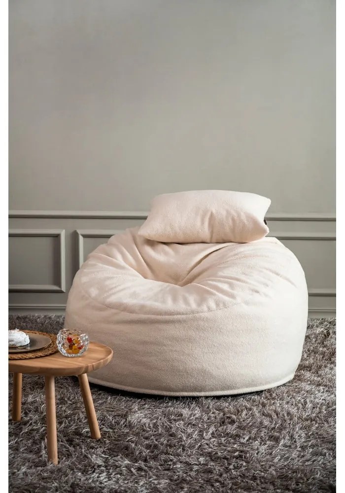 Világosszürke buklé babzsákfotel Om 110 – SLOWDOWN