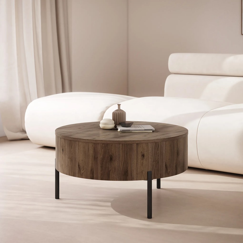 Mazzoni FRIDA Elegáns Diófa – MODERN DOHÁNYZÓASZTAL FELHAJTHATÓ LAPPAL ÉS TÁROLÓVAL