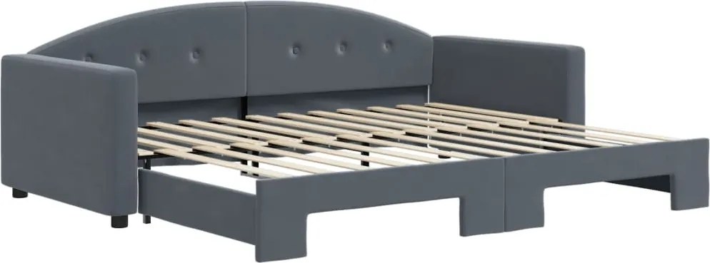 vidaXL sötétszürke kihúzható bársony heverő 90 x 200 cm