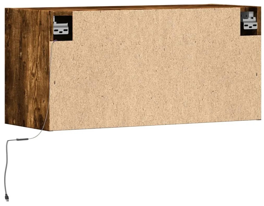 füstös tölgy színű fali TV-szekrény LED-ekkel 80x31x35 cm
